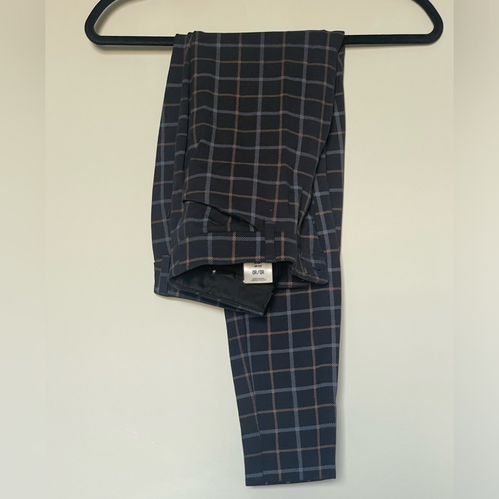 Express Mid Rise Skinny Dress Pants Blue Plaid